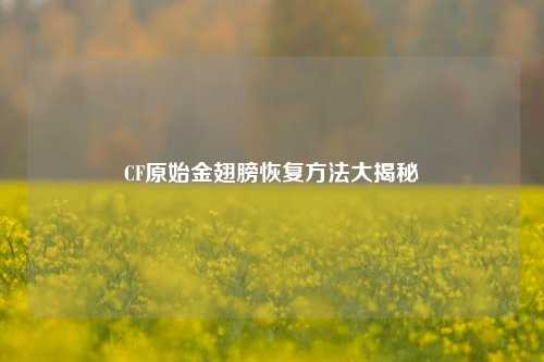 CF原始金翅膀恢复方法大揭秘