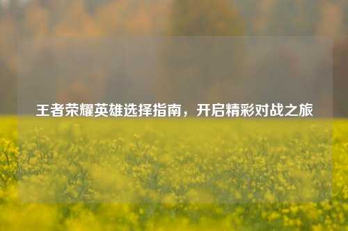 王者荣耀英雄选择指南,开启精彩对战之旅