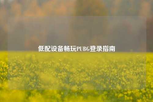 低配设备畅玩PUBG登录指南