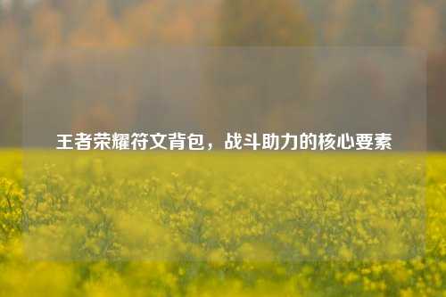 王者荣耀符文背包，战斗助力的核心要素