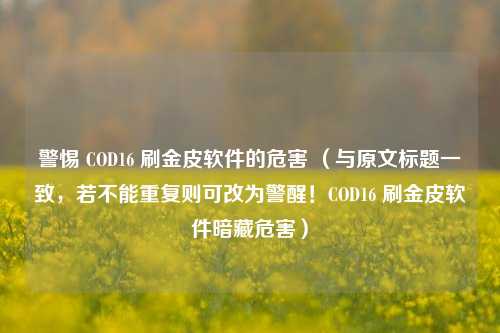 警惕 COD16 刷金皮软件的危害 (与原文标题一致,若不能重复则可改为警醒!COD16 刷金皮软件暗藏危害)